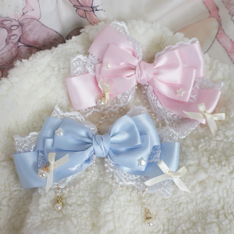 リボンレースレースパールチェーン大きなリボンパールピンクKC - Lace Ribbon Trim のレビューと価格