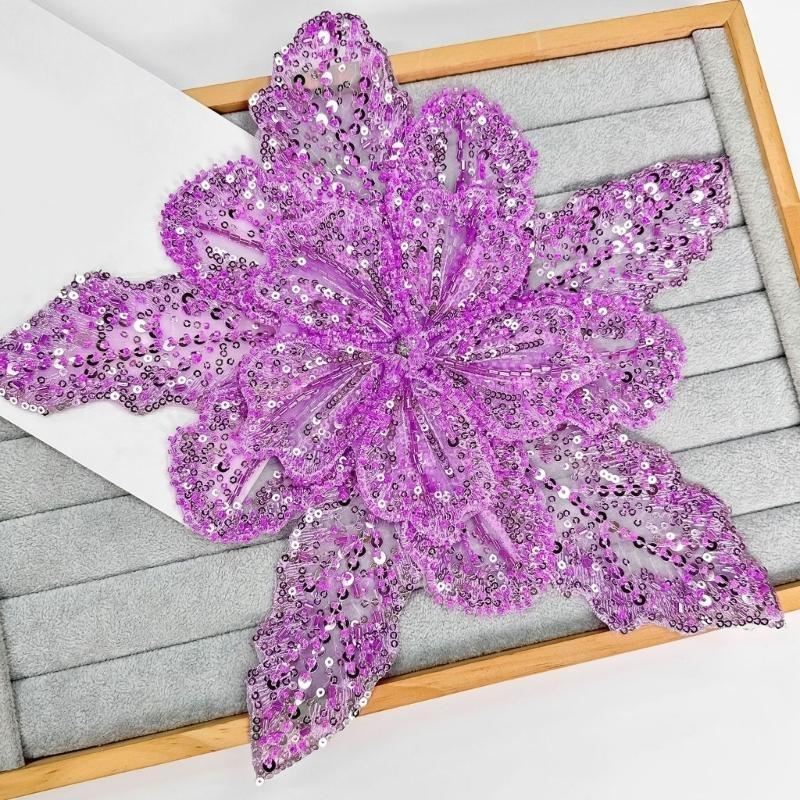 39BD スパンコールフラワーアップリケトリムイブニングスカ - Applique Patch Flower のレビューと価格