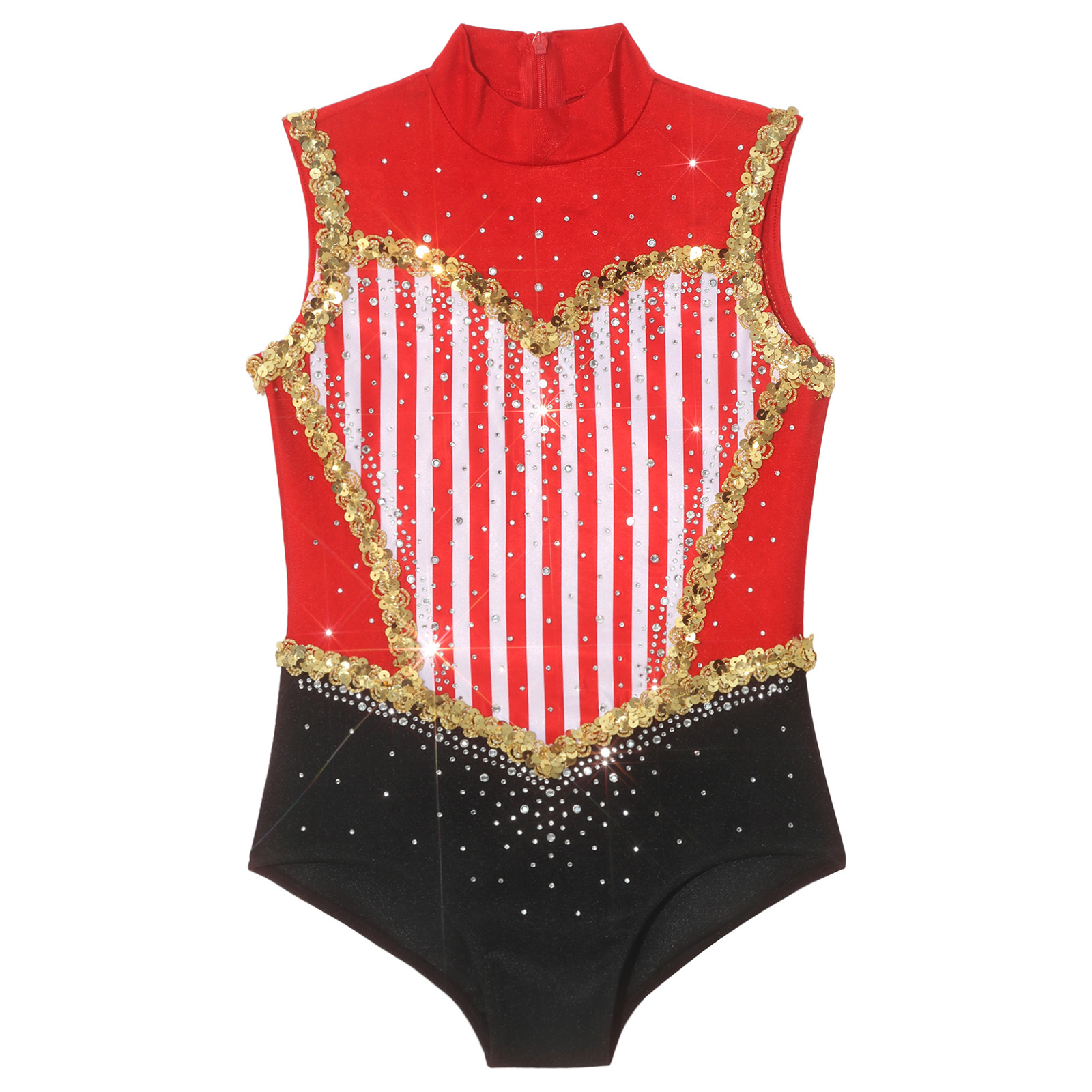 キッズガールズラインストーン体操バレエレオタードサーカス衣装 - Rhinestone Banding Trim のレビューと価格